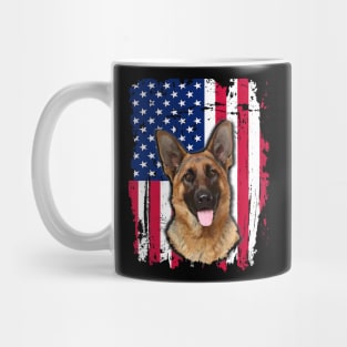 German Shepherd Dog US Flag 4th Of July Mug